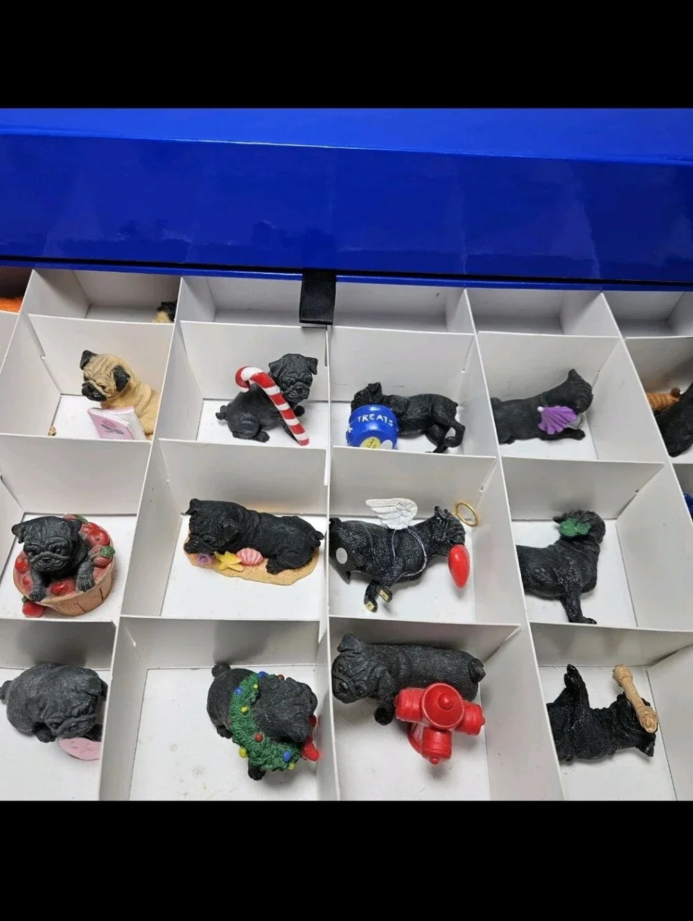 Danbury Mint Miniature Holiday PUGS Figurine Set *44 Figures* w/ Box - READ